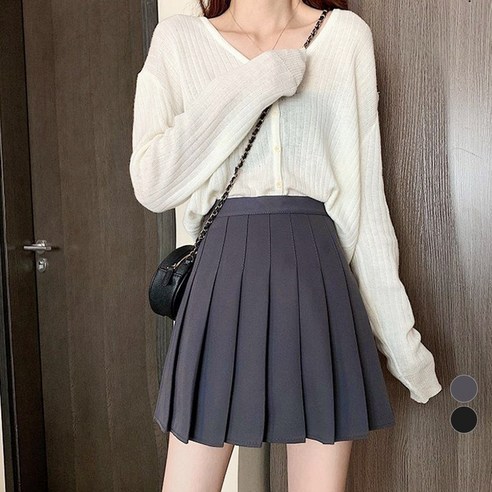 라라벨 여성용 스커트 플리츠 주름 A라인 미니 스커트