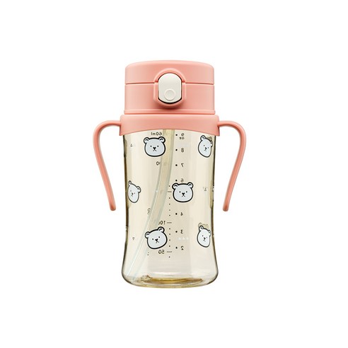 아키움 패턴 디자인 유아빨대컵 아키컵 유아물병 단품, 핑크 베어 260ml, 1개, 260ml