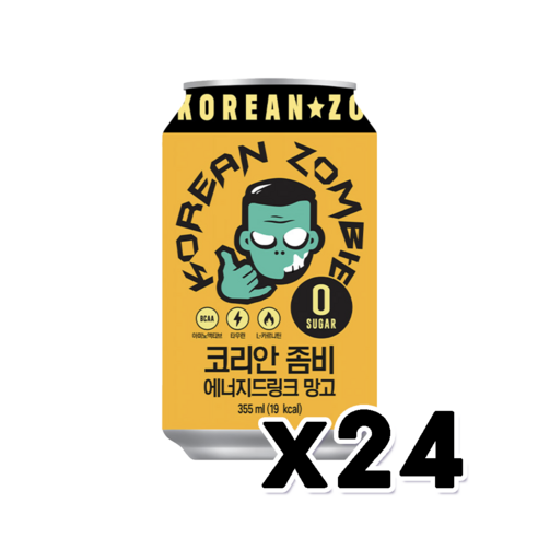 코리안좀비 정찬성 에너지드링크 망고, 355ml, 24개