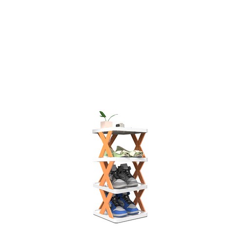 레디박스 넉넉한 공간활용 다용도 신발정리대, 오렌지+화이트, 1개