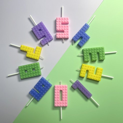 생일 숫자초 파티 기념일 케이크초 귀여운 특이한 예쁜 용품, 1세트, 15g, 블럭
