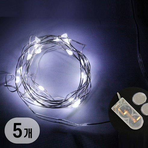 LED 무선 휴대용 인테리어 줄 조명 리튬전지 와이어전구, 5개, 백색