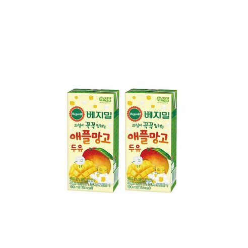 베지밀 과일이 꼭꼭 씹히는 애플망고 두유 16팩, 190ml, 80개