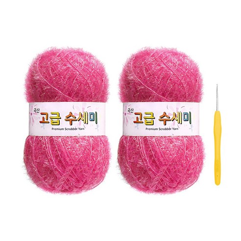 울클럽 별꽃수세미 DIY 고급수세미실 80g 2볼 + 코바늘 6호 (동영상제공), 106핑크
