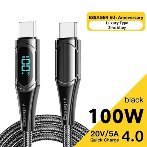 마그네틱 자석 핸드폰 충전 케이블 PD 100W USB C타입 to 타입 코드 샤오미 포코 3 삼성 화웨이 맥북 아이패드 와이어 휴대폰 충전용, 100W Black Cable 02_1m