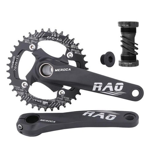 산악 자전거 크랭크 알루미늄 합금 MTB 크랭크 암 170mm 104 BCD 하단 브래킷 키트 및 체인 링 포함 8/9/10/11/12 속도, 170mm., 검은 축 38T.