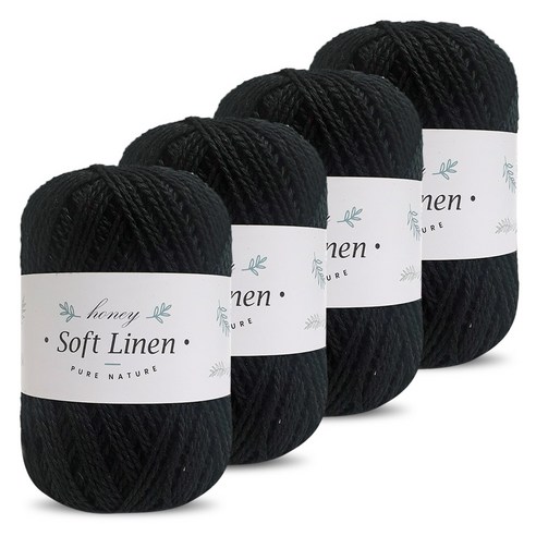 니뜨 소프트린넨 뜨개실(70g)x4볼, 320_블랙, 4개