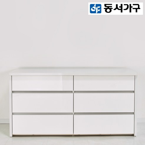 동서가구 소프 1500 3단 속 깊은 와이드 서랍장 DSW017, 화이트