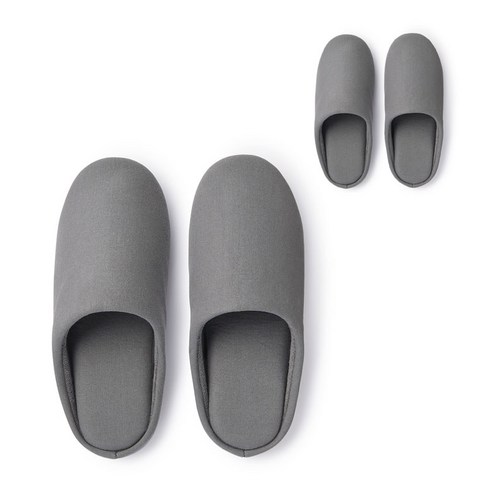 무인양품 MUJI 남녀공용 면 평직 인솔 슬리퍼 2개 JKAB5A2S, 차콜그레이