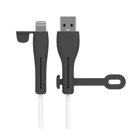 1+1 제이엘 충전선 케이블 캡 단선 파손 방지, USB 타입 2개, 블랙, 2개