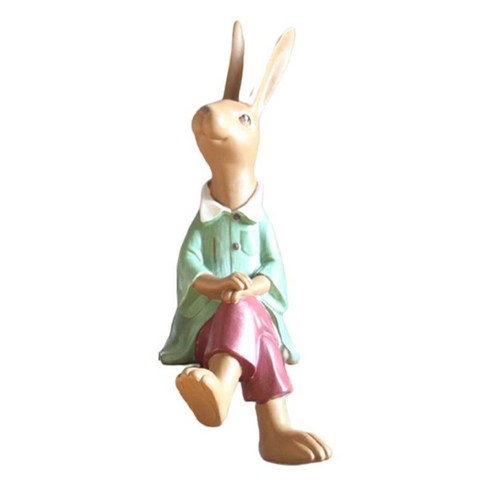 현대 토끼 동상 토끼 장식 장식 선물 동물 탁상 안뜰, 녹색, 수지