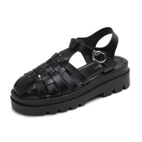 쁘띠제 여성용 꼬임 스트랩 통굽 샌들 티모시