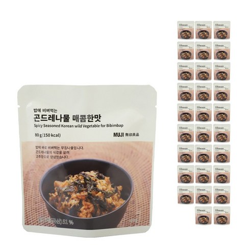 무인양품 MUJI 밥에 비벼먹는 곤드레나물 매콤한맛 30개, 80g