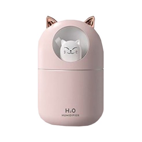 야옹이 가습기 300ml 대용량 사무실 미니 가습기 USB 가습기 무드등 필터 5개 포함, A205(핑크)