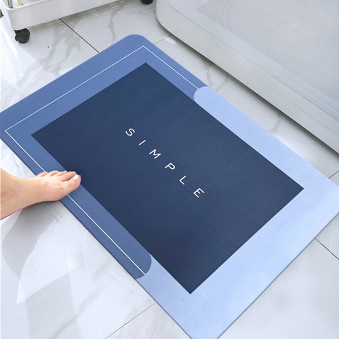 DFMEI 타원 실리콘 슬라브 쿠션 화장실 주방 물흡입 도어 매트 매트 카펫 욕실 미끄럼 방지깔다, 사각-블루(고무), 40*60cm