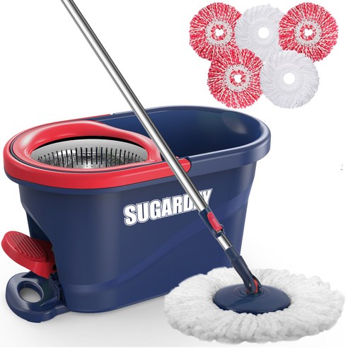 뷔이위이 밀대 물걸레 청소기 통돌이 스핀 밀대걸레+탈수통+걸레 5p