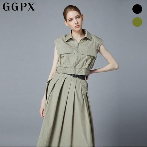 GGPX 벨티드 풀 스커트 앤 크롭 베스트 셋업 GO4OP064F