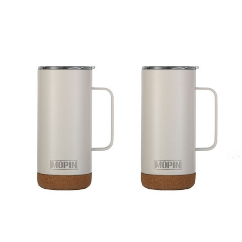 모핀 딤플 스탠 머그 텀블러 2개 셋트 보냉보온 473ml, 아이보리+아이보리