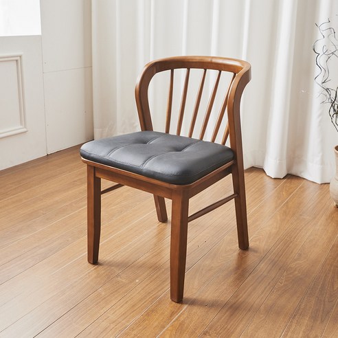 [방문설치]보니애가구 버논 고무나무 원목 디자인 의자 인테리어 체어 1인용, 월넛, 1개