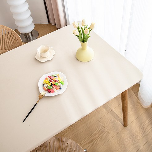라비드엘 방수 가죽 테이블 식탁보 커버, 베이지, 70 x 120cm, 1개