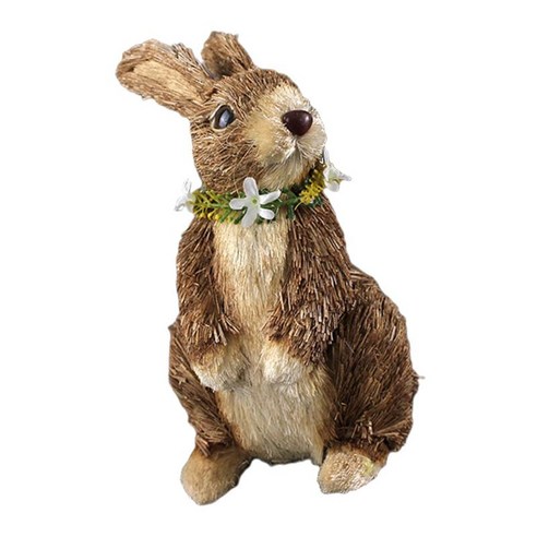 부활절 밀짚 토끼 인형 토끼 정원 장식 실내 홈 오피스 동상, 여러 가지 빛깔의, 빨대