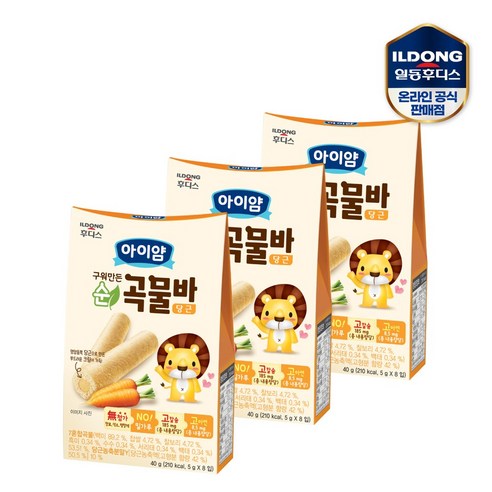 일동후디스 아이얌 순곡물바 당근, 40g, 3개