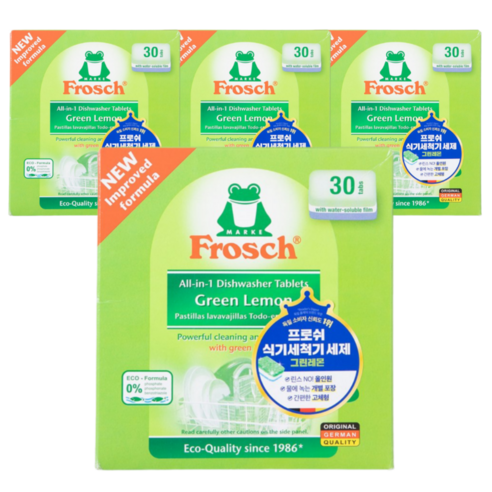 프로쉬 식기세척기세제 그린레몬 30입, 600g, 1세트