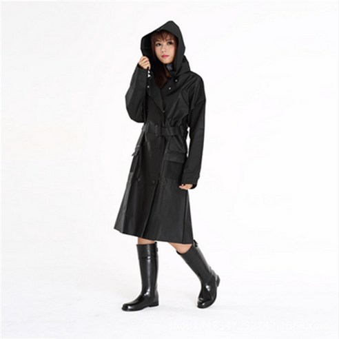 ANKRIC 레인코트 일본 한국 윈드브레이커 비옷 패션 EVA 환경 보호 야외 하이킹 사이클링 휴대용 방비 성인 비옷, 검은 색