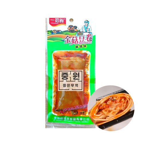 [중원무역]찐구떠우쫸 건두부팽이버섯말이 마라맛 (28g), 28g, 10개
