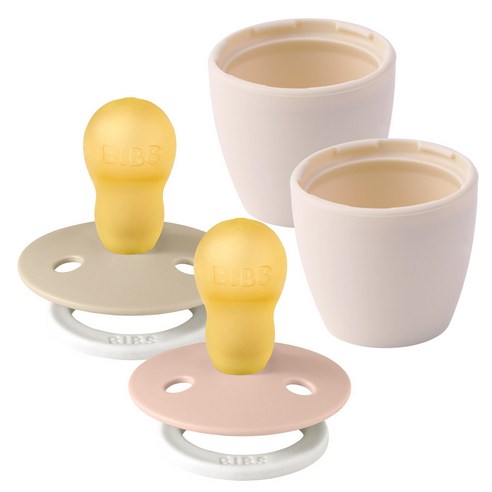 빕스 컬러 고무 쪽쪽이+실리콘캡 2p 세트, 3단계(18개월이상), 블러쉬나이트+바닐라나이트