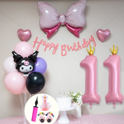 연지마켓 쿠로미 마이멜로디 키티 시나모롤 산리오 생일풍선 파티세트, 쿠로미 숫자세트 11