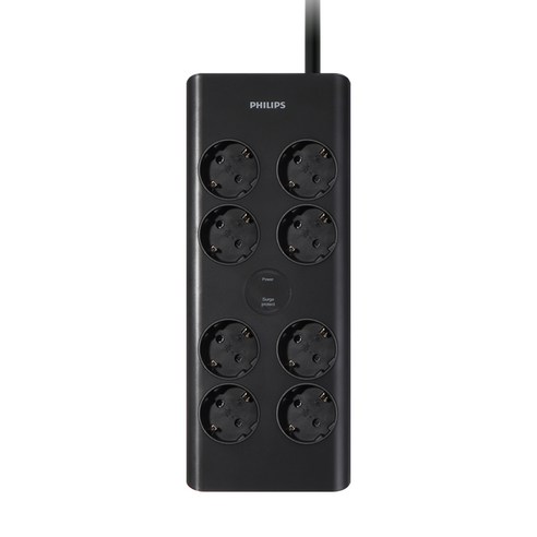 필립스 프리미엄 USB A to C 멀티탭 6구 8구 블랙 서지보호 낙뢰 과부하차단, 서지보호 8구 블랙, 2M, 1개