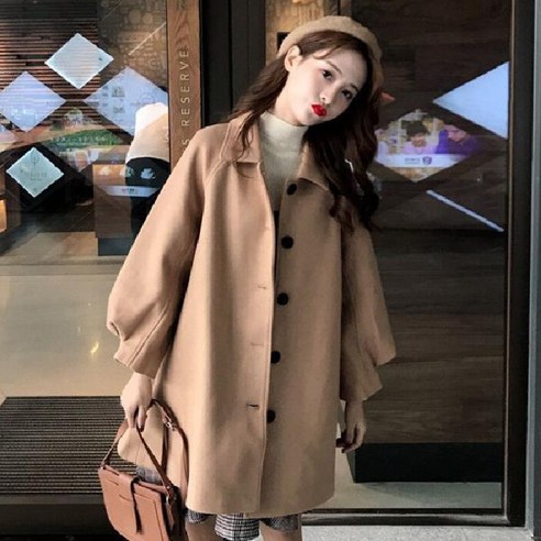 Mao모직 코트 여성 중형 한국 스타일 가을겨울 짧은 새로운 짧은 모직 코트