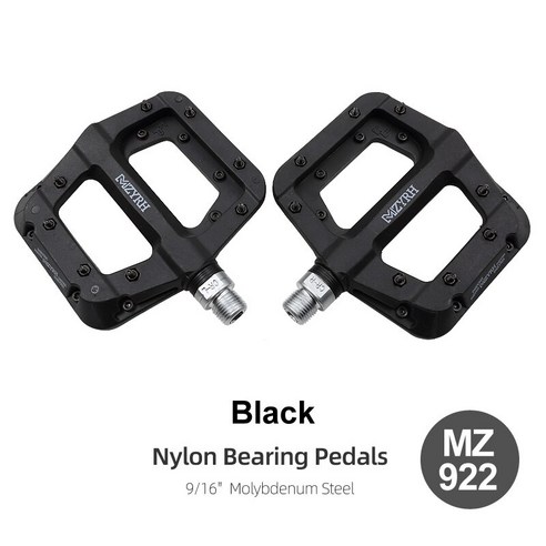 MZYRH-초경량 씰 베어링 자전거 페달 사이클링 나일론 로드 bmx Mtb 페달 플랫 플랫폼 자전거 부품 액세서리, MZ922 Black