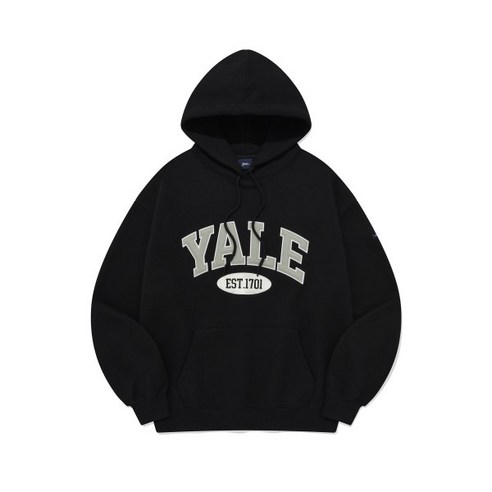 예일 2 TONE ARCH HOODIE BLACK