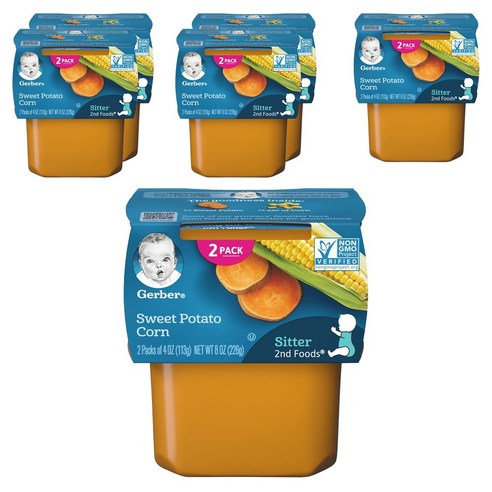 거버 어린이 액상 식품 113g 2개입, 고구마 & 옥수수(Sweet Potatoes & Corn), 226g, 6개