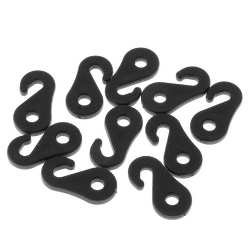 10pcs 플라스틱 캠프 천막 텐트 코드 로프 패스너 텐셔너 후크 걸이 용품, 블랙 화이트