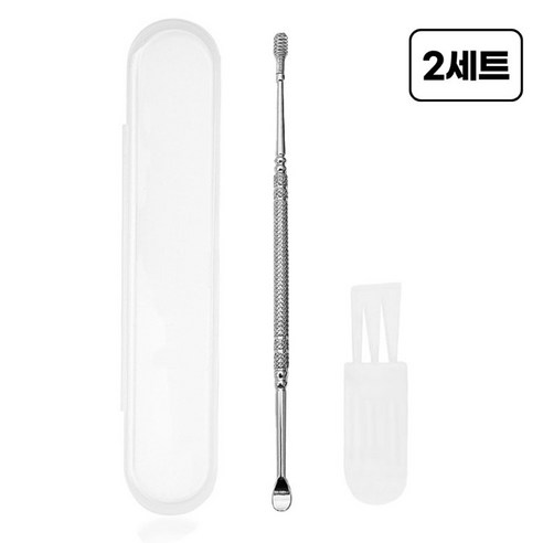 네오맨 스프링 귀이개 + 케이스 브러쉬 포함, 1개입, 2개, 실버