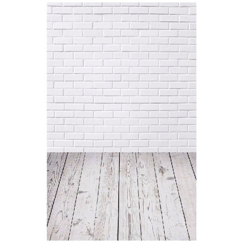 AFBEST 5x7FT 흰색 벽돌 벽 나무 바닥 비닐 배경 스튜디오 사진, 사진 색상
