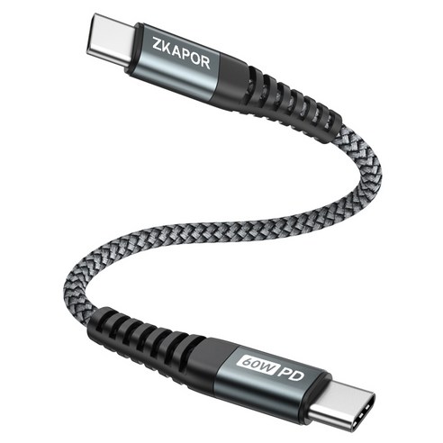 즈카포르 60W C to C 타입 PD C타입-C타입 초고속 충전케이블, 회색, 50cm, 1개