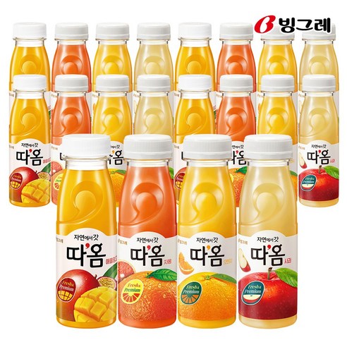 빙그레 따옴 주스 235ml 사과5+애플망고5+오렌지5+자몽5, 235ml, 20개