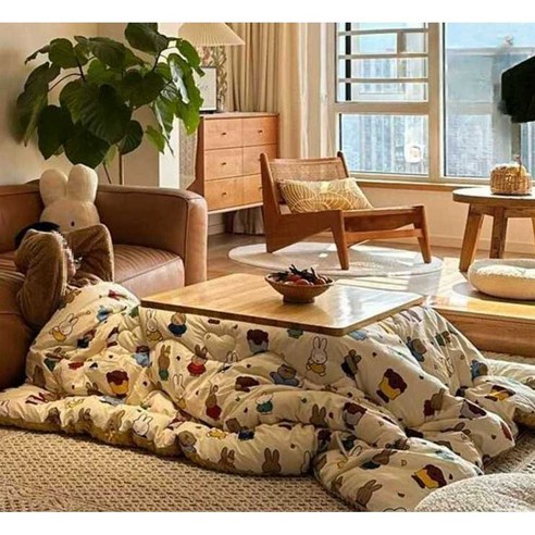 코타츠 테이블 일본 난방테이블 거실 탁자, 초록잎마법사 따뜻한 이불 230x200