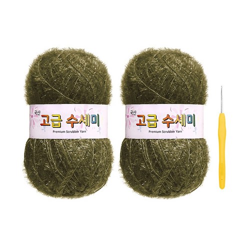 울클럽 별꽃수세미 DIY 고급수세미실 80g 2볼 + 코바늘 6호 (동영상제공), 138카키