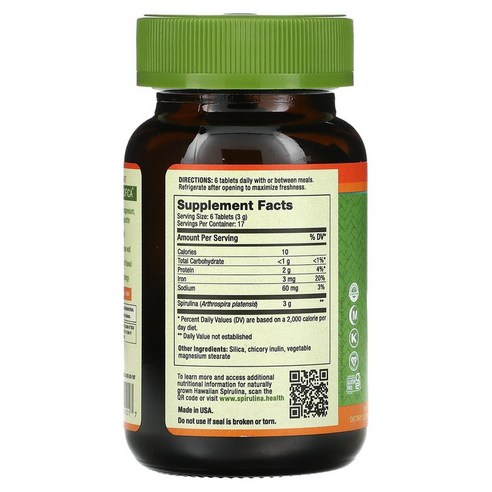 뉴트렉스 하와이 퓨어 하와이안 스피룰리나 500mg 100정 스피루리나 식물성단백질 니, 1000 mg, 1개
