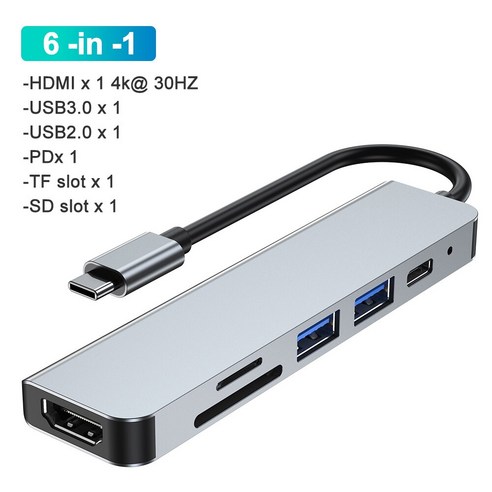 [XIG] USB C 허브 3.0 USB 유형 C 어댑터 4K HDMI 유형 C 허브 USB 분배기 3 USB, 6 in 1_러시아