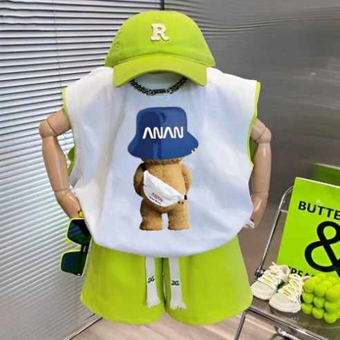 지그벙거지나시상하 아동 상하복 나시 세트 여름 데일리룩 통기성 냉감 소재 외출복 실내복