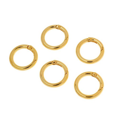5 조각 28mm 아연 합금 원형 라운드 카라비너 ​​스프링 클립 스냅 후크 키 체인 캠핑 하이킹 야외, 골드