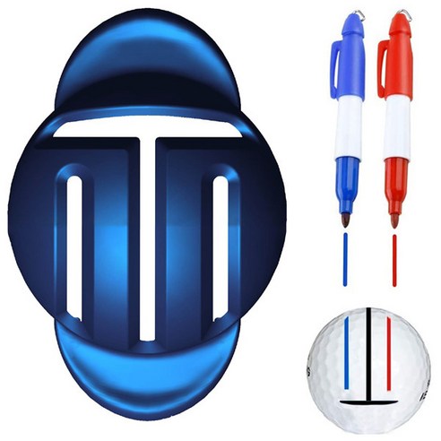 1 세트 골프 트리플 트랙 3 라인 마커 크롬 스틸 메쉬 + 2pcs 마커 펜 보조 골프 야외 스포츠 도구 위치 지정, 파란색