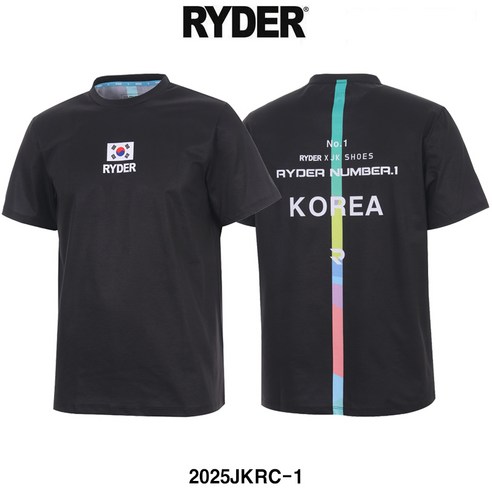 라이더 티셔츠 배드민턴 반팔 상의 남성 여성 코튼라이크 반팔티 KOREA 태극 블랙 2025JKRC-1