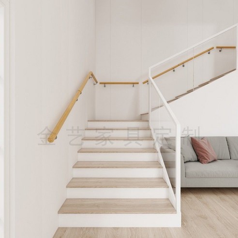 계단 난간 원목 손잡이 복층 복도 펜션 안전 인테리어 안전바 주택 학교 유치원 노인 바 벽, C. 100cm 2 고정 지점